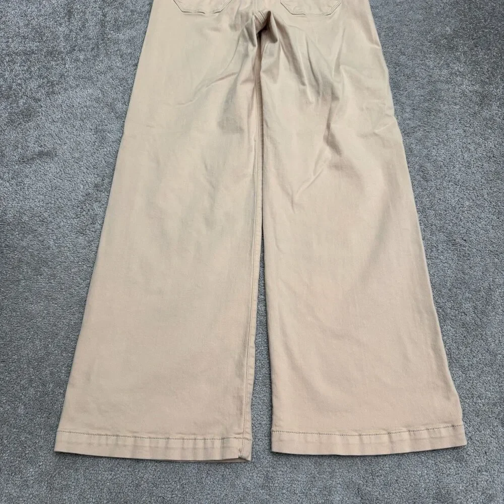 PAIGE Genesee High Rise Wide Leg Denim Jeans Size 28 Sandie Beige Tan Stretch - Picture 4 of 16